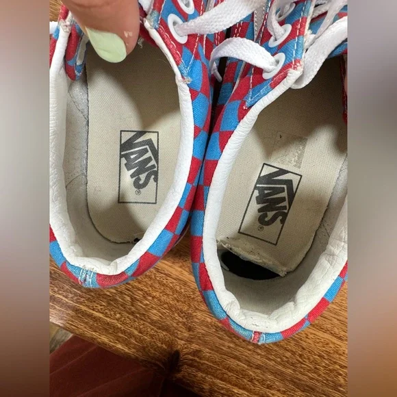 Vans Men’s Red and Blue Checkered Shoes size 9.5 - Picture 5 of 9
